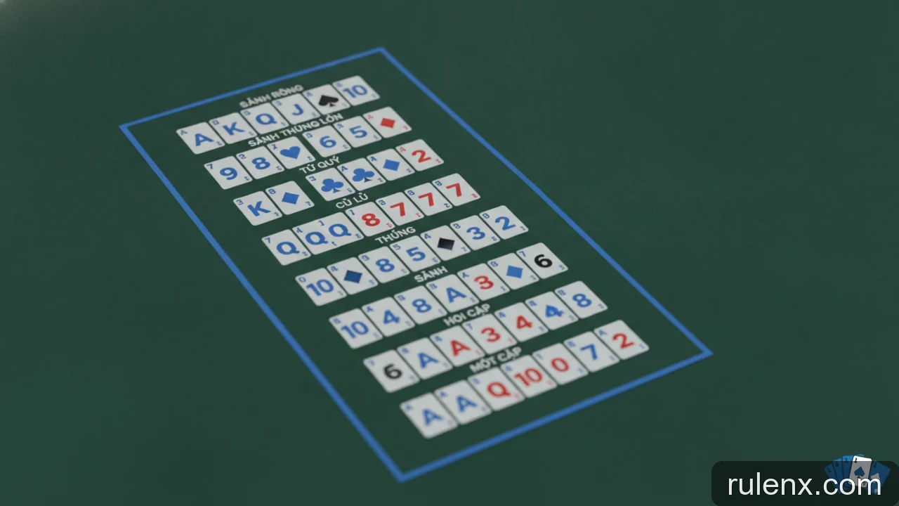 Minh họa: Bảng xếp hạng bài Poker tiếng Việt đầy đủ và dễ hiểu nhất