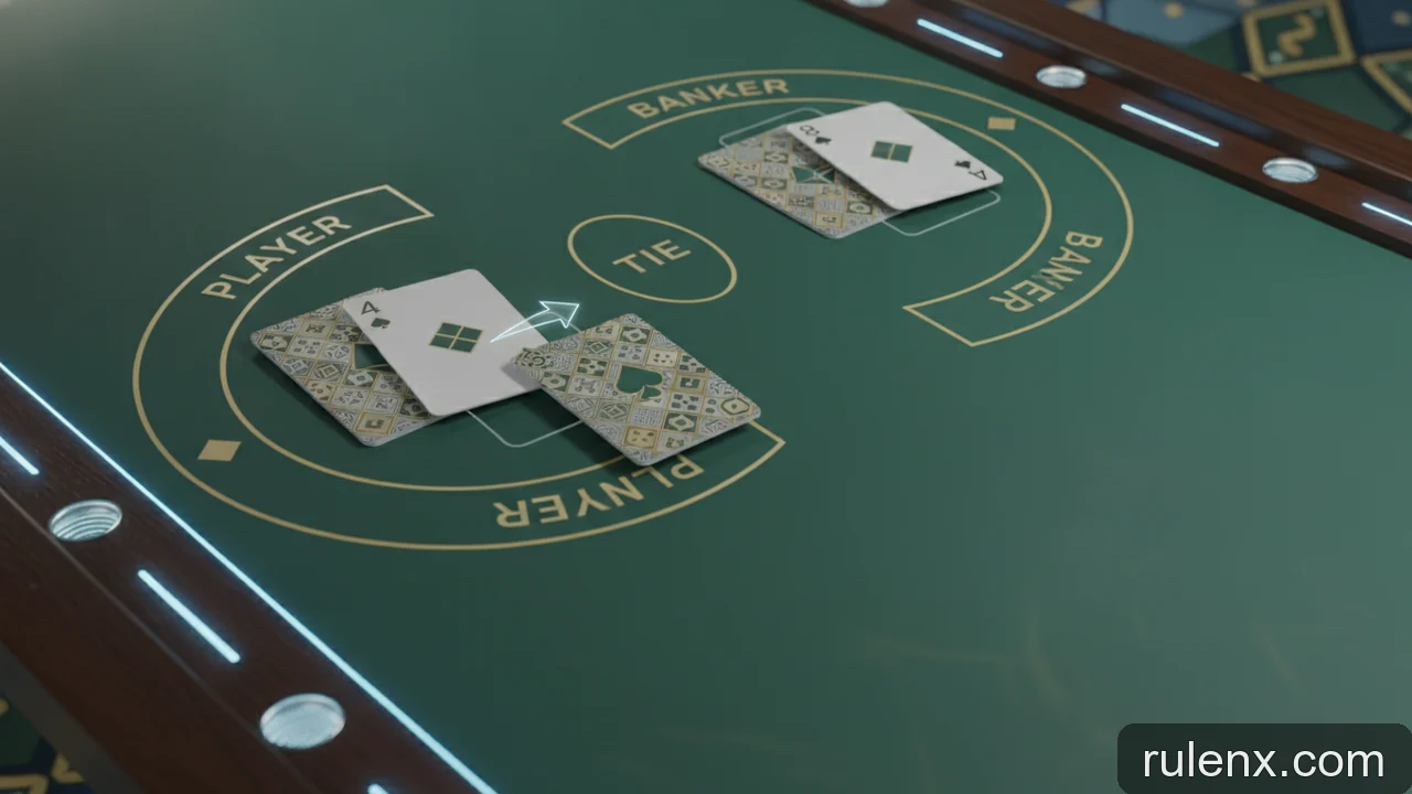 Minh họa cho Cách chơi Baccarat: Player, Banker, Tie và quy tắc rút lá thứ ba