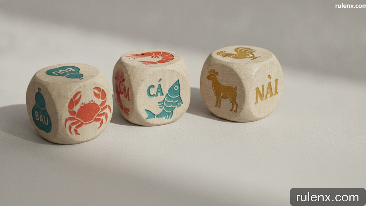 Minh họa: Hoo Hey How dice game: Giải thích các viên xúc xắc và mặt hiển thị