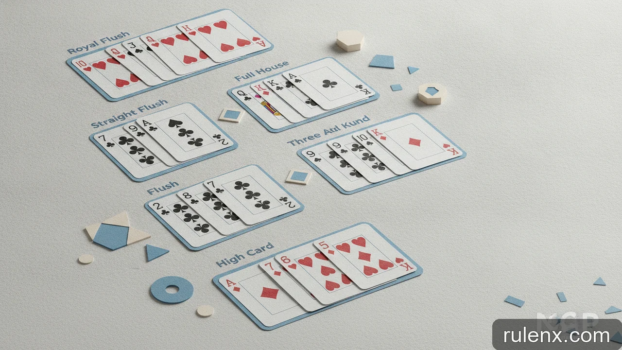 Minh họa: Hướng dẫn xếp hạng bài Poker cho người mới bắt đầu: 10 bộ bài cơ bản