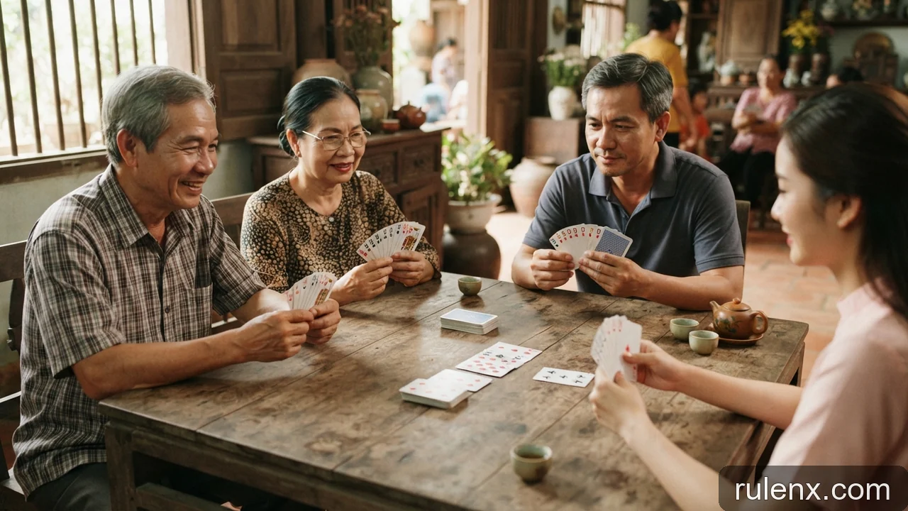 Minh họa: Luật chơi bài phỏm 9 cây: Các thuật ngữ ù đền, móm và cách tính điểm cuối ván