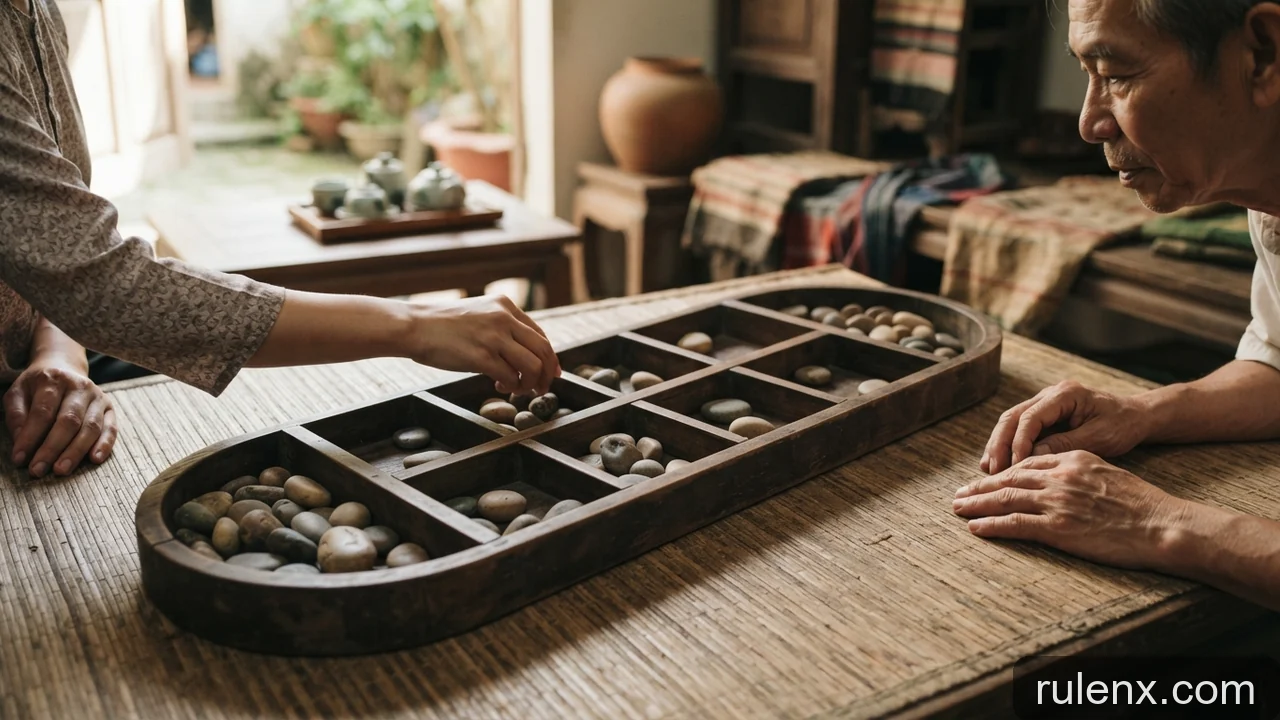 Minh họa: Ô ăn quan: khi nào được ăn quân và khi nào phải dừng lượt?