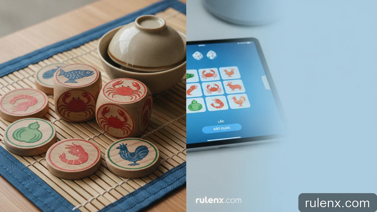 Minh họa: Phân biệt bộ Bầu Cua truyền thống và bộ Bầu Cua điện tử