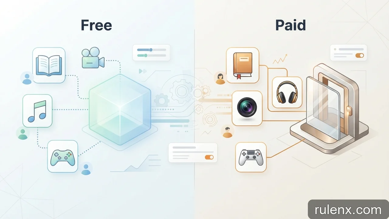 Minh họa: Phân biệt các loại hình giải trí trực tuyến miễn phí và có trả phí hiện nay