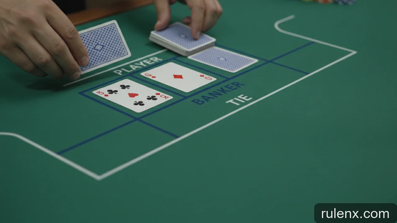 Minh họa: Quy tắc rút lá thứ ba trong Baccarat: Khi nào Player và Banker được rút thêm bài?