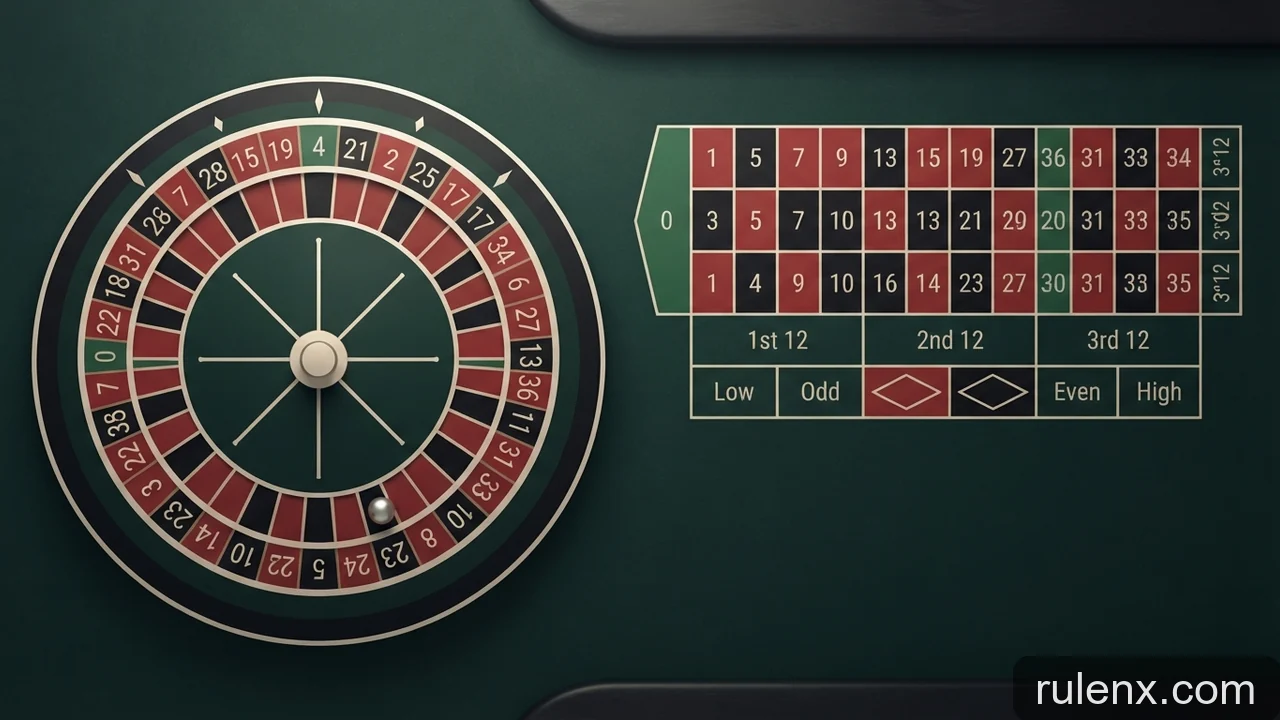 Minh họa cho Thứ tự số trên bánh xe roulette có giống thứ tự trên bàn không?